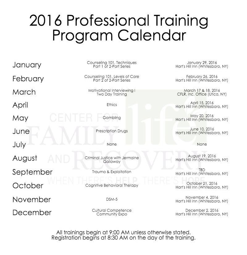 2016 Trainings