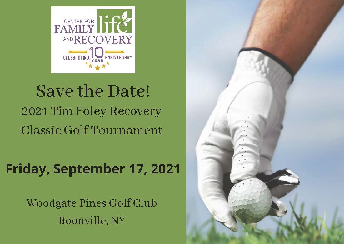 Center for Family Life and Recovery, Inc. Golf Tournament to take place on Friday, September 17, 2021