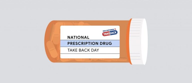 Prescription bottle for National Drug Take Back Day.