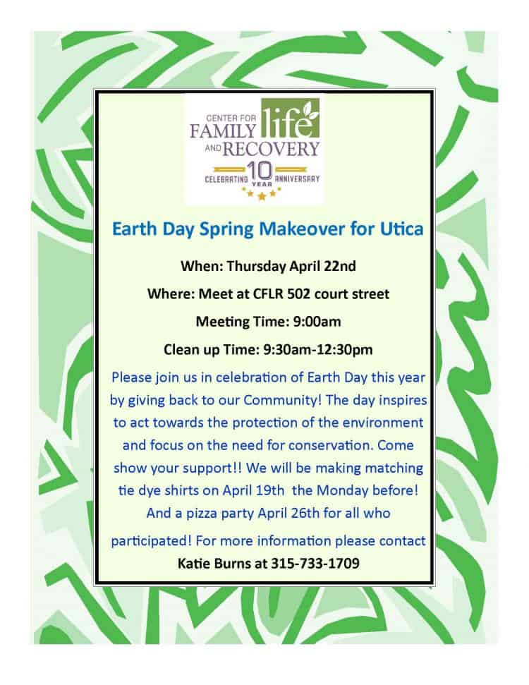 Earth Day Spring Makeover event details for Utica.