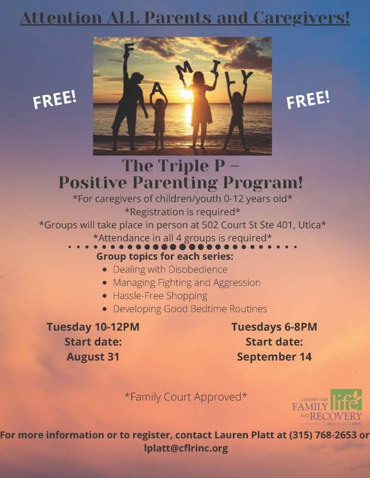 Triple P parenting program flyer for caregivers.