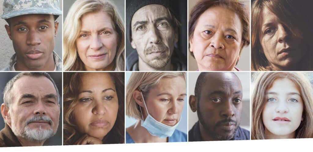 Collage of diverse people's portraits.