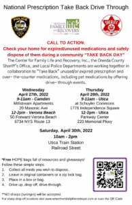 Prescription take back event details and locations.