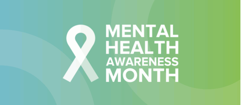 Mental Health Awareness Month logo with ribbon