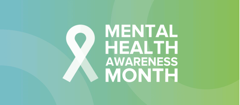 Mental Health Awareness Month logo with ribbon