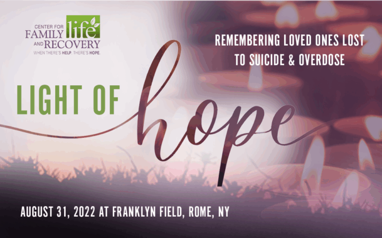 Light of Hope event for suicide and overdose awareness.