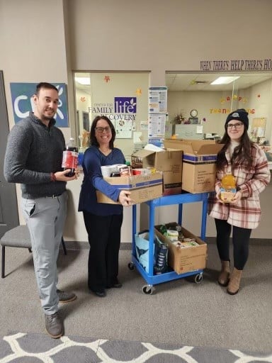 Group collecting donations at community center