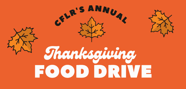 CFLR Thanksgiving Food Drive Flyer with Leaves