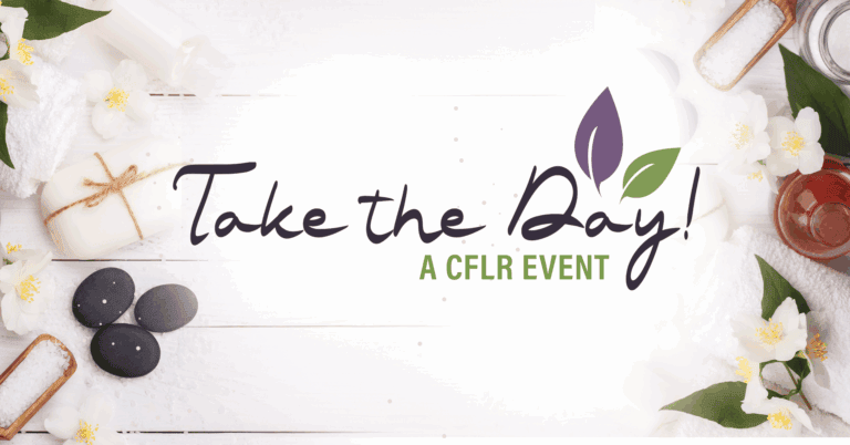 Take the Day spa event with flowers and stones.