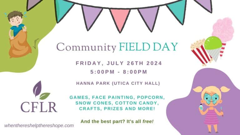 Community Field Day flyer with event details.
