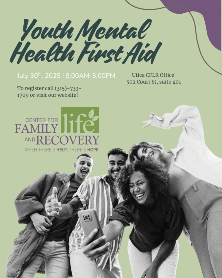 Youth Mental Health First Aid event flyer.