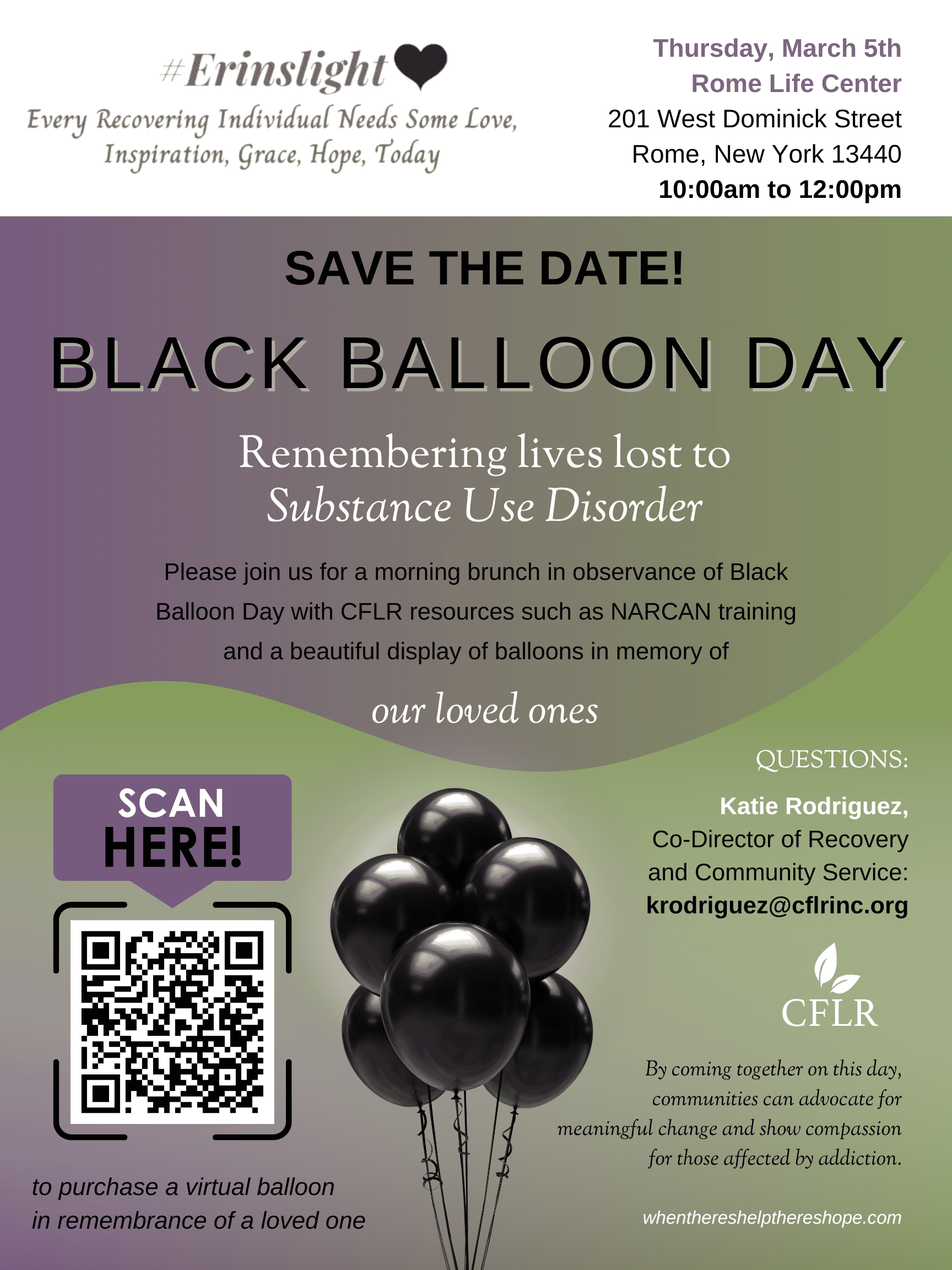 Black Balloon Day event remembering substance use victims.