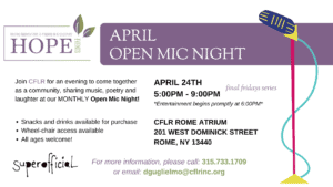 April Open Mic Night event flyer