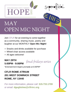 May Open Mic Night at CFLR invitation