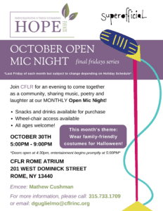 HOPE Events October Open Mic Night flyer