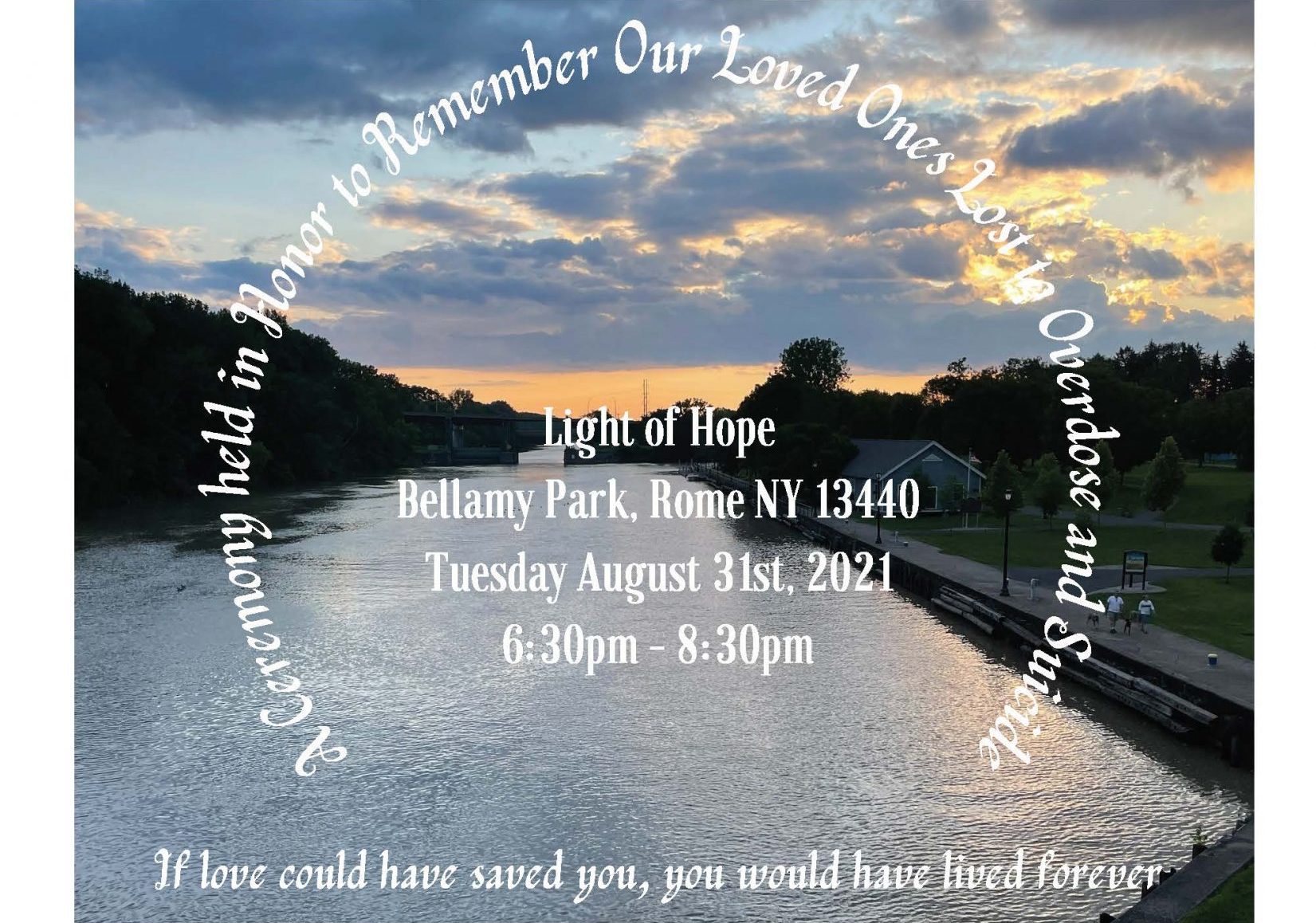 Center for Family Life and Recovery, Inc. Light of Hope event to take place on Tuesday, August 31, 2021