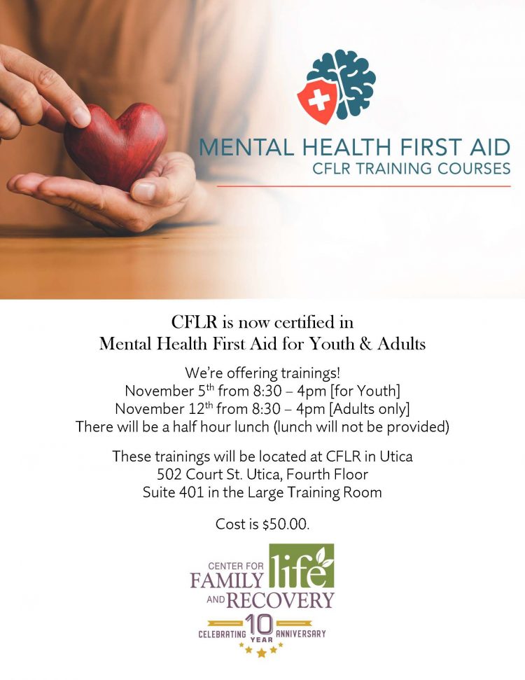 CFLR is now certified in Mental Health First Aid for Youth & Adults