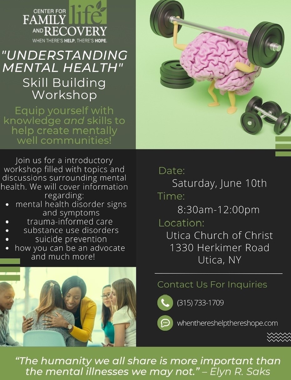 Center for Family Life & Recovery Holding Mental Illness Awareness Workshop